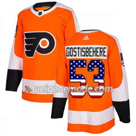 Herren Eishockey Philadelphia Flyers Trikot Shayne Gostisbehere 53 Adidas 2017-2018 Orange USA Flag Fashion Authentic